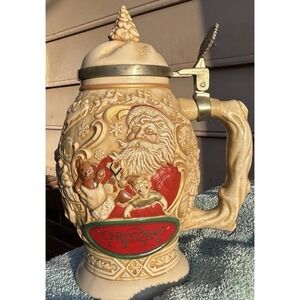 Vintage Avon 1994 Father Christmas Lidded Beer Stein Santa Claus Box Collectible